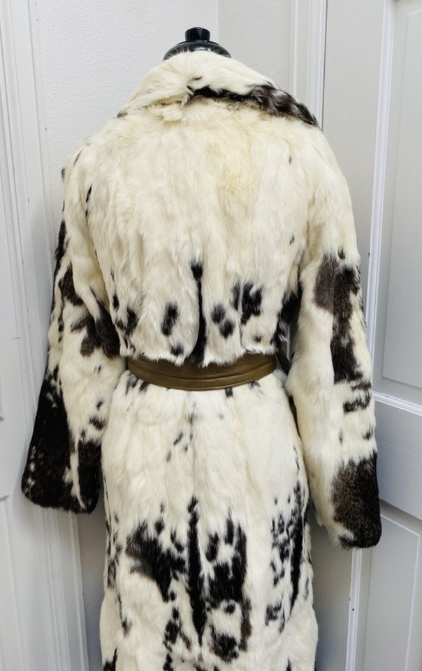 Vintage Made In France Label Black And White Rabbit Lapin Fur Coat eBay