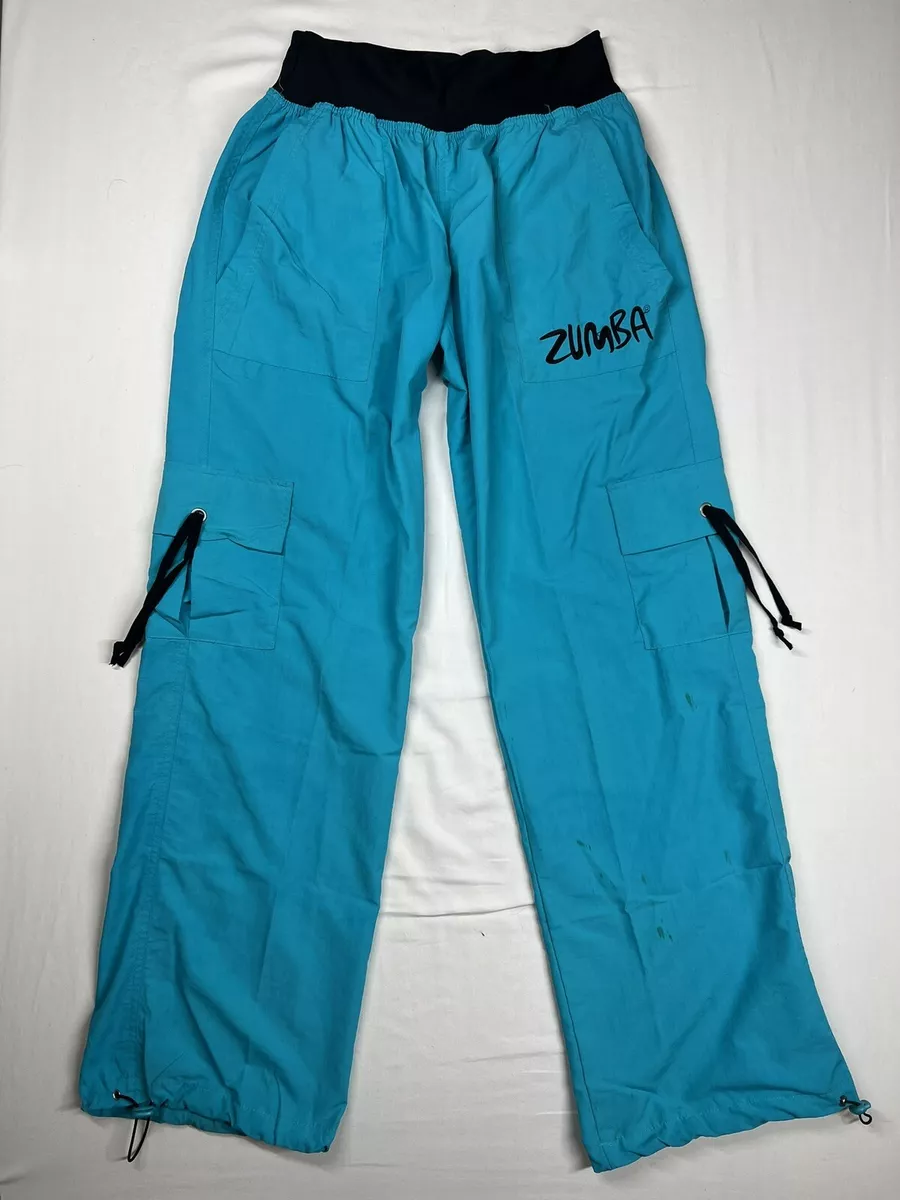 Zumba Wear Womens Blue Teal Cargo Gym Dance Pants Size Medium