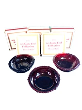 Set of 8 Vintage Avon CAPE COD 1876 Ruby Red Dessert Bowls 5" Sandwich Glass EUC