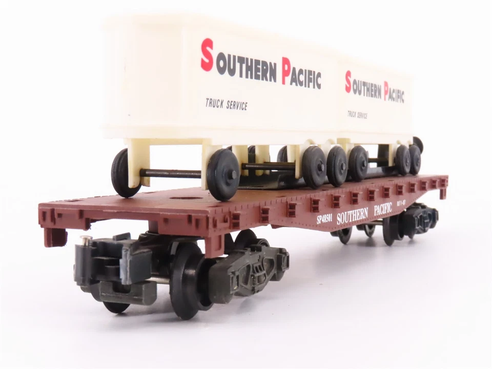 S Scale American Flyer 6-48501 SP Southern Pacific Flat Car #48501 w/ Trailers - Image 4 of 4