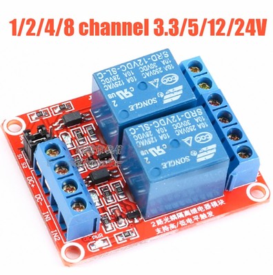 3.3/5/12/24V Relay Module Optocoupler Isolation Multi High/Low Trigger