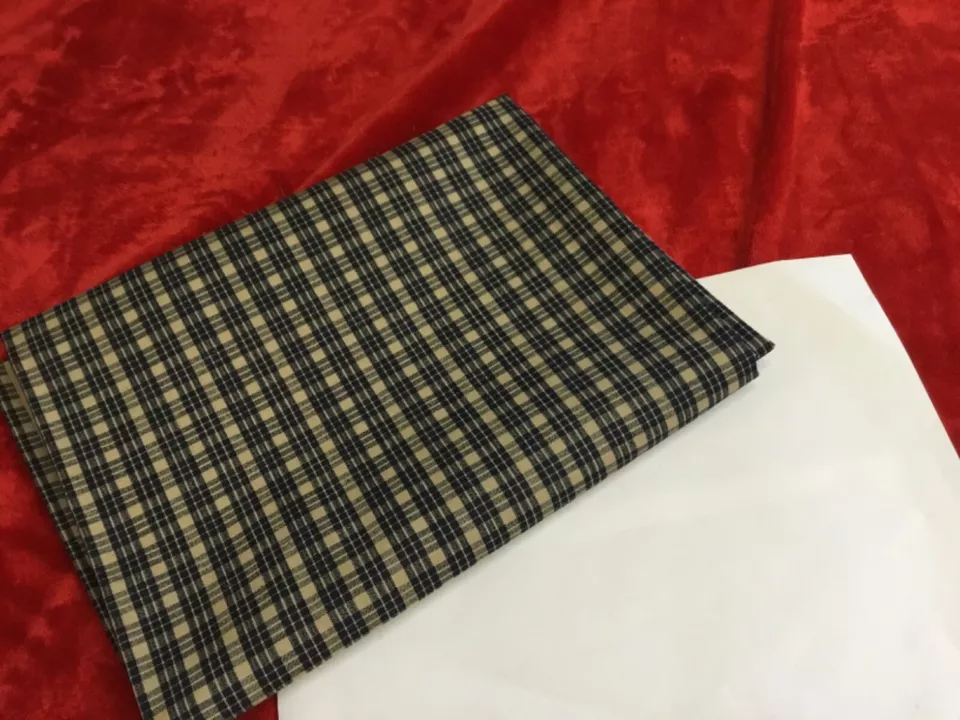 Daisy Kingdom Plaid Fabric Cotton Past & Presents Blue Dark Tan 35x44” - Image 4 of 4