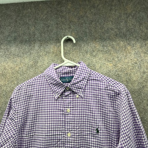 Vintage Ralph Lauren Shirt Mens Medium Purple Button Down Preppy OCBD Gingham - Picture 10 of 11