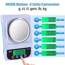 Báscula Digital De Precisión 5 Kg / 0.1 G, Con Plato De Acero Inoxidable, Funciones De Tara Y Conteo, Para Cocina, Joyería Y Laboratorio