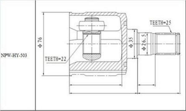 Inner Joint Joint Set Hyundai Accent 1999-, Getz 1.3, 1.6 2002-
