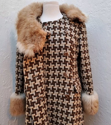 Cappotto lana swing principessa neve glam vintage retrò vera pelliccia ILGWU Livingston - Foto 11 di 14