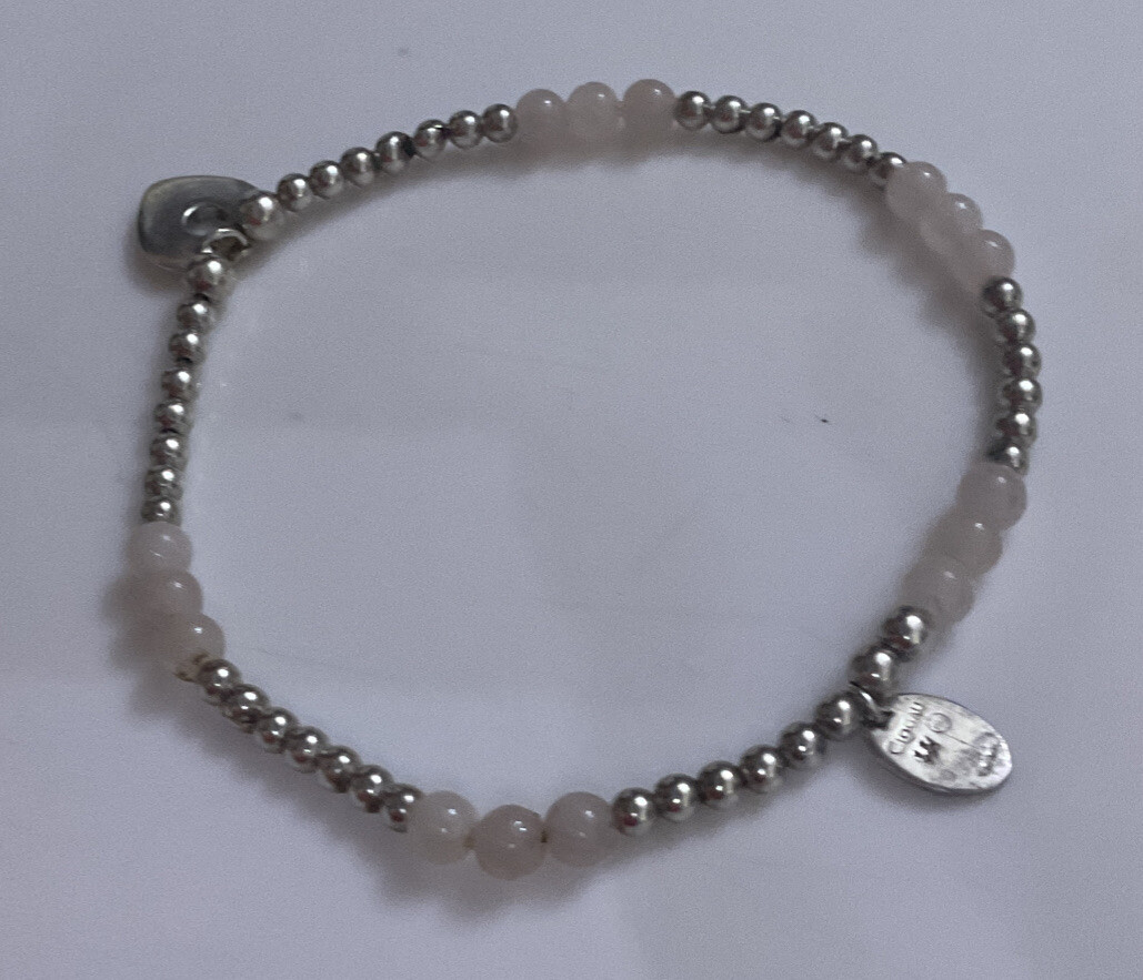 Vintag Clogau Sterling Silver 925 Rose Quartz Heart Stretch Bead Beaded