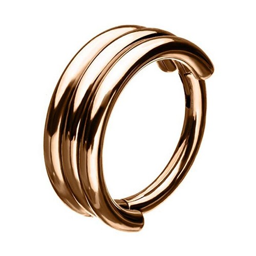 Triple Stack Hoop Surgical Steel Septum Clicker Nose Ear Hinged Tragus Ring - Foto 7 di 12