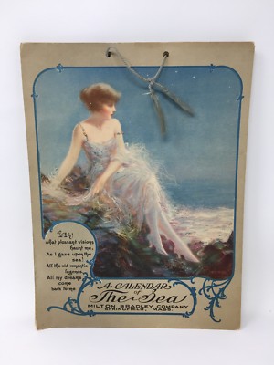 1923 A Calendar of The Sea Milton Bradley Advertising Art Lighthouse Vintage