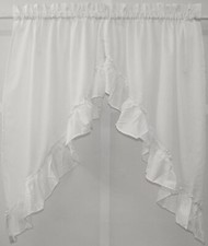 Stacey Solid Light Filtering Cafe Curtain Tier or Valance or Swag WHITE