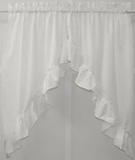 Stacey Solid Light Filtering Cafe Curtain Tier or Valance or Swag WHITE