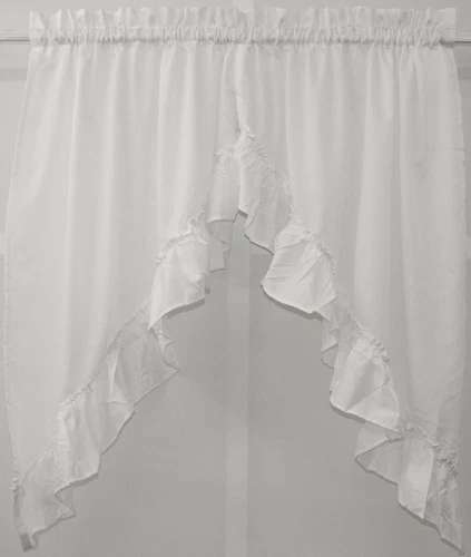 Stacey Solid Light Filtering Cafe Curtain Tier or Valance or Swag WHITE