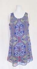 My Michelle Pleated Sleeveless A Line Dress Blue Size Medium
