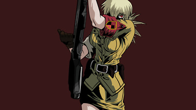 Anime girls anime hellsing seras victoria red background playmat gaming mat