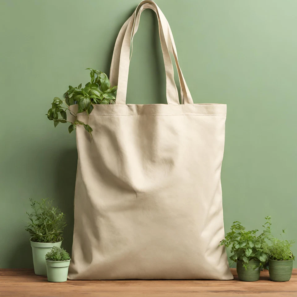 100% Natural Cotton Plain Shopping Shoulder Tote Bags Reusable Add 3 to Qualify - Image 3 of 4