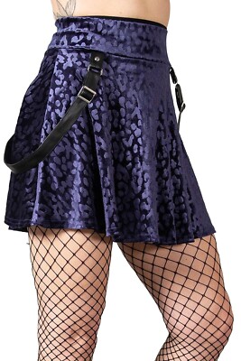 KILLSTAR Skater Rock - Kitty Pride Plum Leopard Gothic
