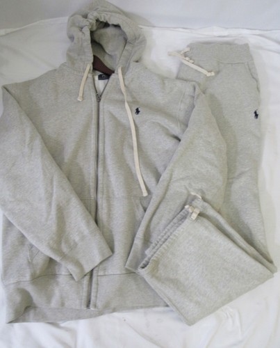 Polo Ralph Lauren 100% Cotton Fleece Jogger Sweatsuit Grey Sz XL - Picture 3 of 18