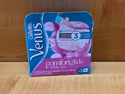 Gillette Venus Comfort Glide White Tea Razor Blades Count of 4 Cartidges New