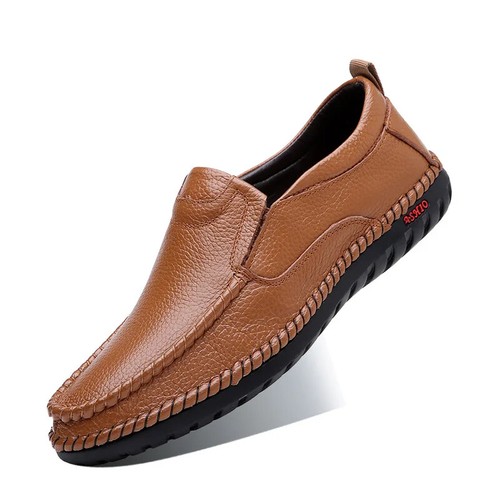 Genuine Leather Men Low Top Casual Soft Shoes Non-slip Loafers Slip-on Moccasins - Picture 3 of 20