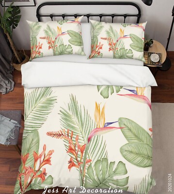 3D Floral Leaf Pattern Quilt Cover Set Duvet Cover Bedding Pillowcases