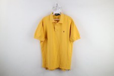 Vintage 90s Ralph Lauren Mens Large Faded Cotton Knit Collared Polo Shirt Yellow