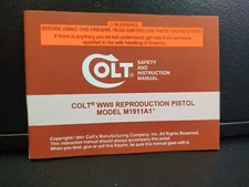 Colt WWII Reproduction Pistol Model M1911A1 - Instruction Manual - Original 