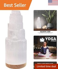 25cm Selenite Crystal Lamp with Wooden Base - Perfect for Meditation  Healing