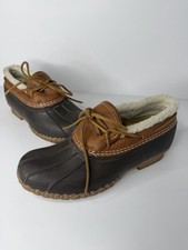 L.L.Bean Bean Boots Men's 7 Duck Shoes Brown Low Leather Rubber USA Women's 9W