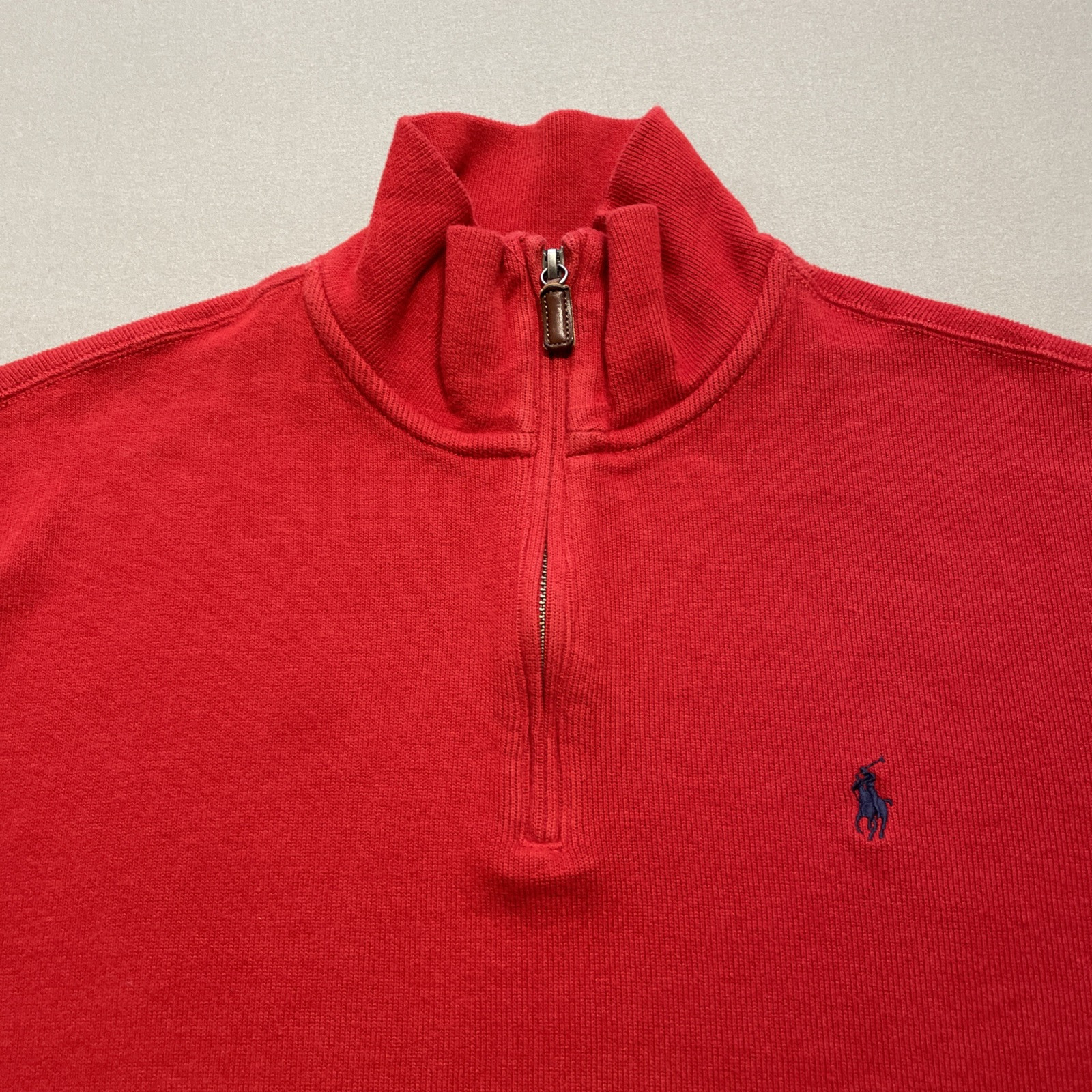 Polo Ralph Lauren maglione uomo grande rosso blu pony maglia quarto zip felpa