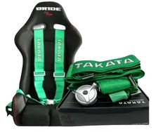 4 Point Camlock Release Racing Seat Belt Harness Tanaka Universal Snap-on -green