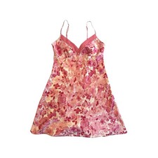 VTG Y2k Dolly Coquette Fairy Cute Pink White Floral Satin Silk Lingerie Dress