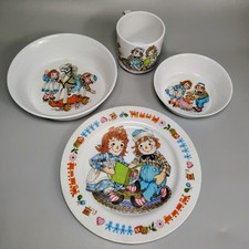 Oneida Ware Deluxe Raggedy Ann Andy 2 Bowl Plate Cup Set 1969 Bobbs Merrill Co