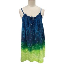 Oscar De La Renta Dress Blue Green Speckles Sleeveless Size Small