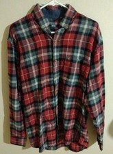 Izod red and grey plaid flannel shirt