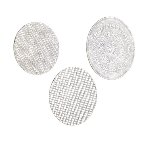 Aluminum Plate Carved Designs Wall Decor, Set of 3 11", 13", 15" W, Silver - Picture 8 of 9