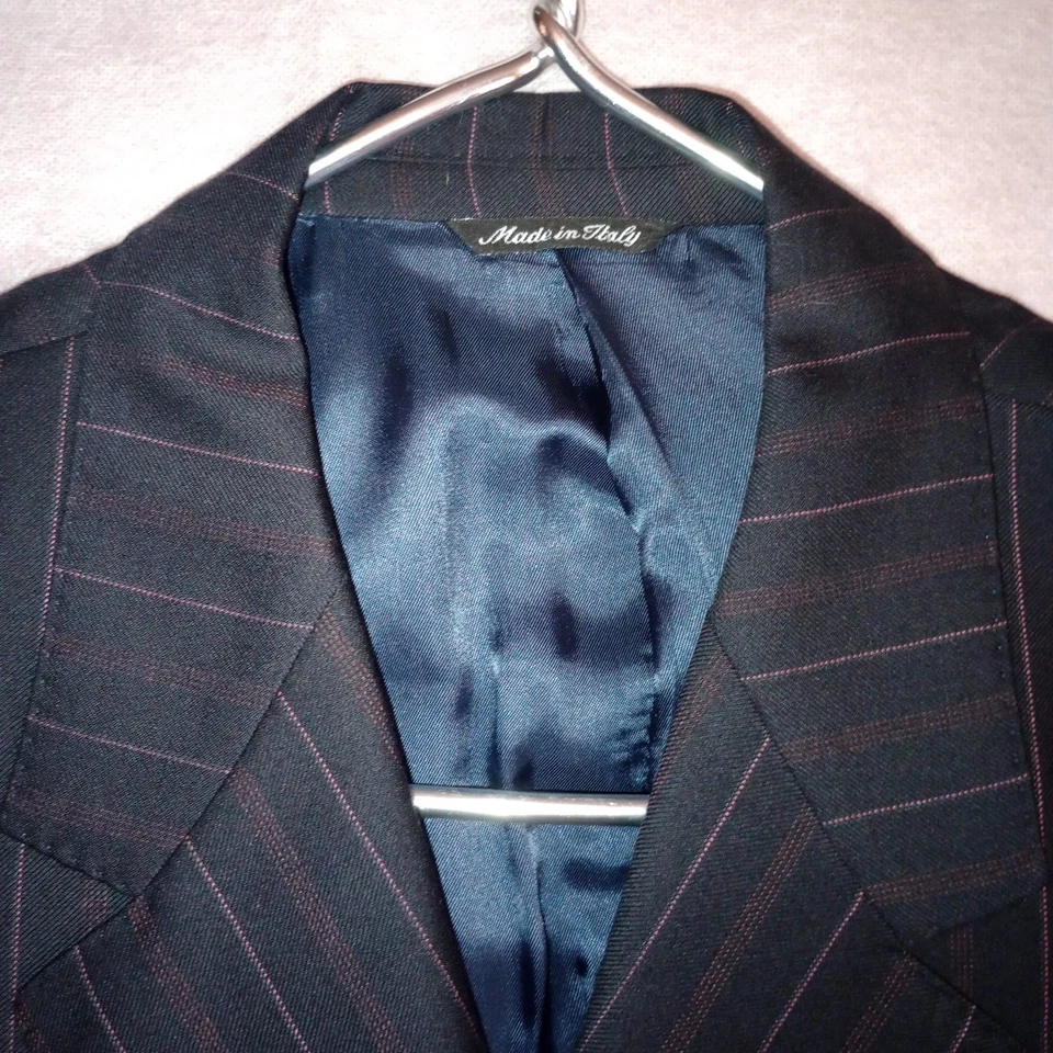 PAUL SMITH LONDON BLACK W/ ORANGE PINSTRIPES JACKET BLAZER 42 R WOOL ITALY NICE! - Image 2 of 4