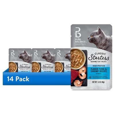 Flaked Tuna & Shrimp Recipe in Savory Broth, Grain-Free Wet Cat Food, 14-Pack of