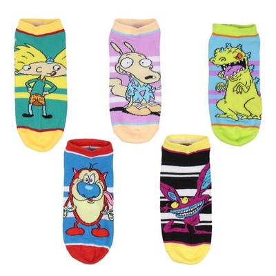 Nickelodeon 90's Cartoons Striped Mix and Match 5 Pack Ankle Socks NWT Bioworld