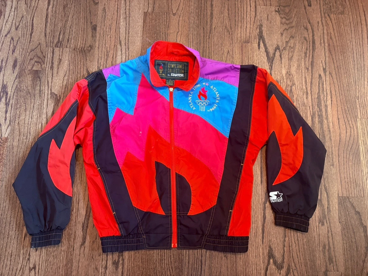 Vtg Rare 1996 Atlanta Olympics Starter Colorful Windbreaker Jacket