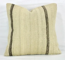Decorative Vintage Turkish Kilim Pillow Cover 18" Beige Brown Kilim Sofa Pillow