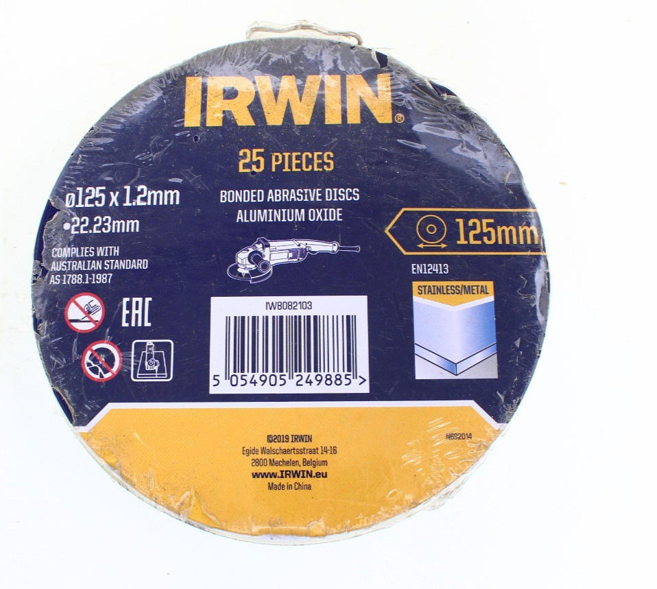 Irwin IW8082103 Metal Cutting Disc 125 x 1.2 x 22.2mm  IRWIW8082103 * Tin of 25