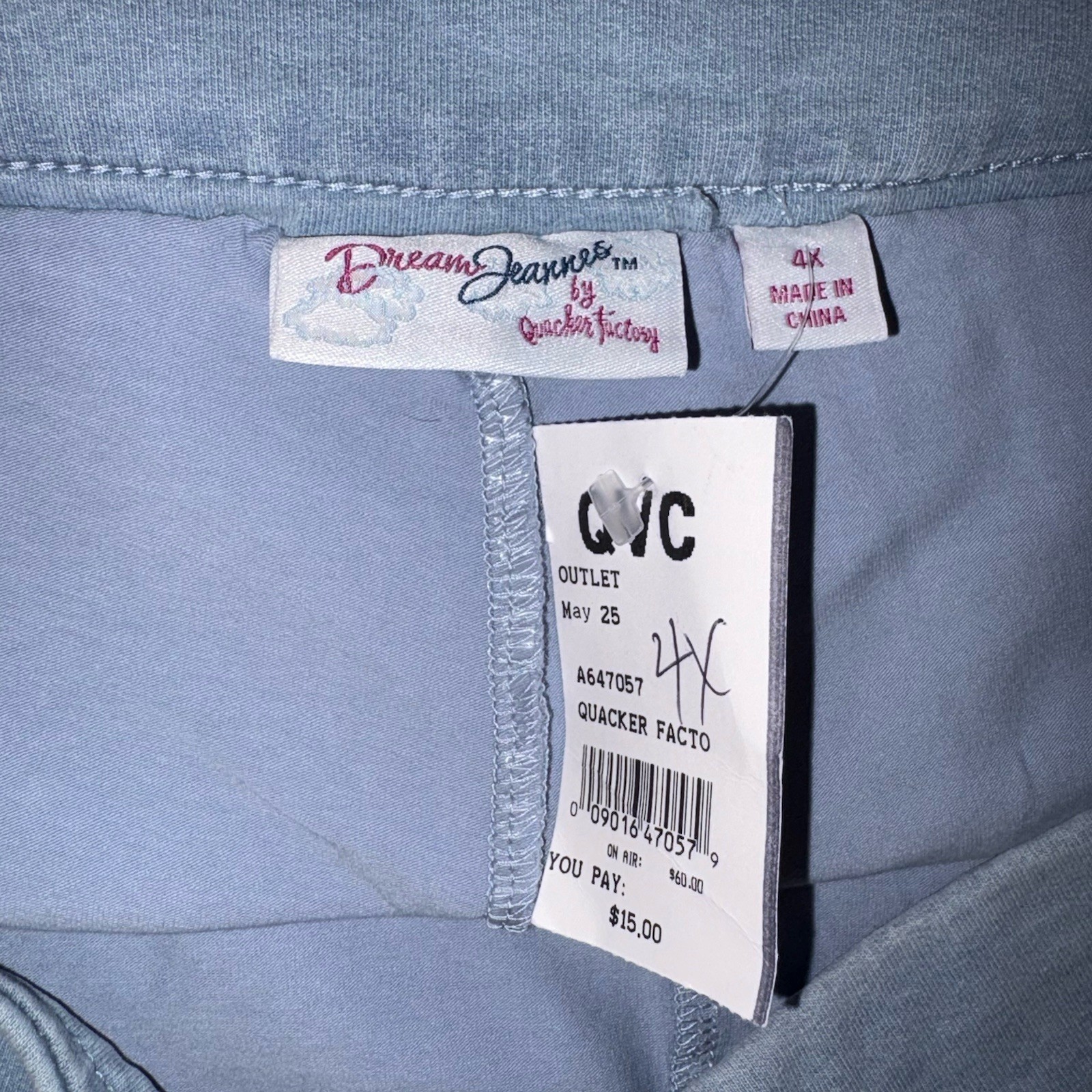 NWT Quacker Factory DreamJeannes Flat Waistband Skort Light Wash Blue 4X image 8