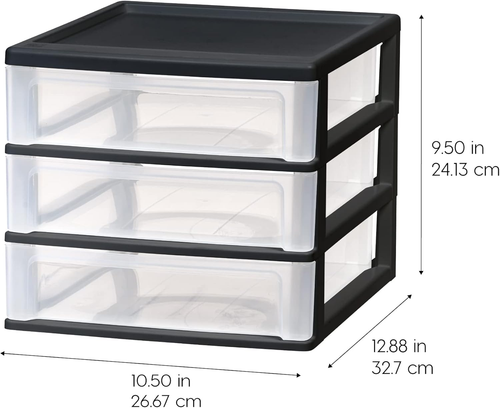 Kunststoff Stapelbar Schreibtischplatte 3 Schubladen Aufbewahrung Organizer, 1er Pack, für Make-up Waschtisch  - Bild 3 von 12