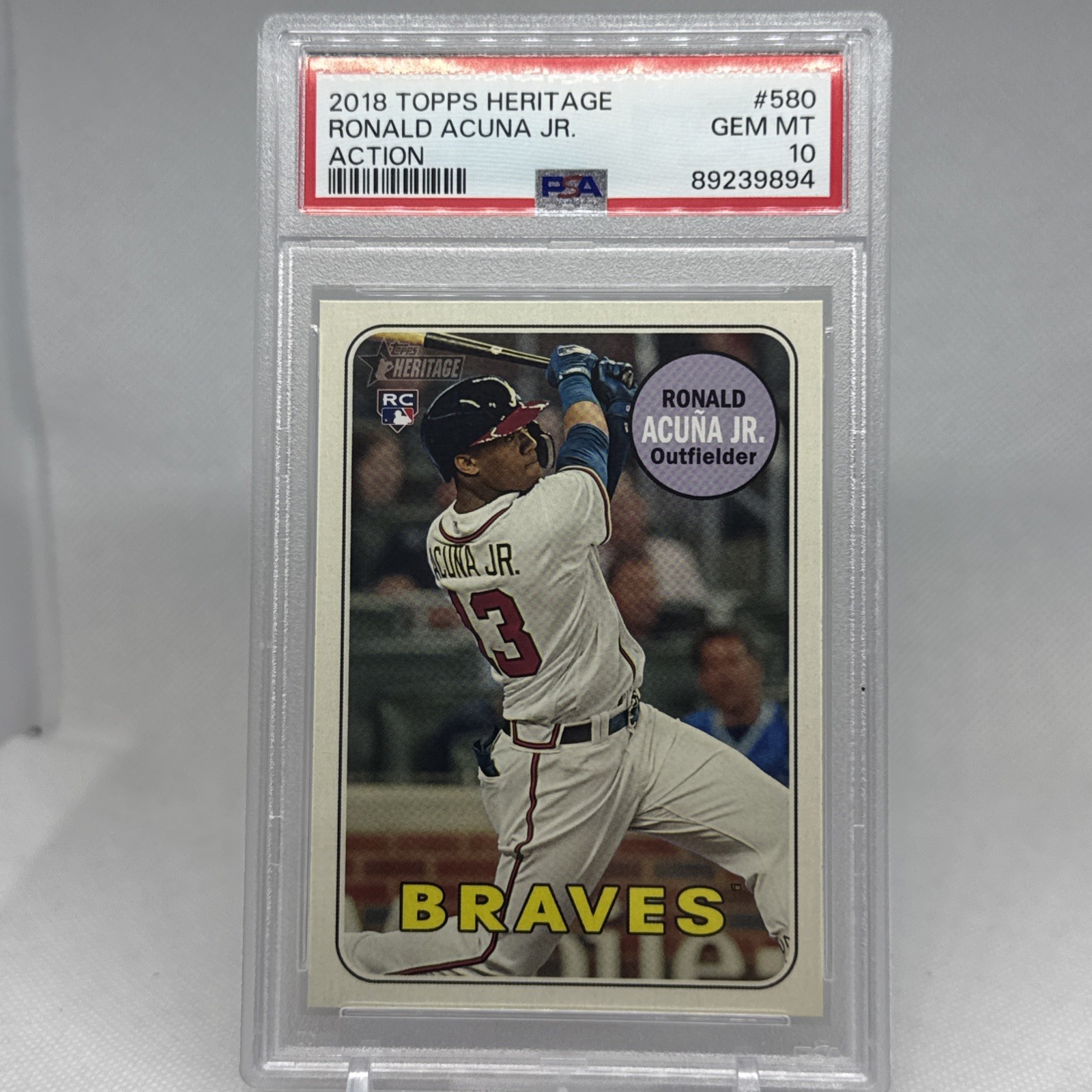 Ronald Acuna Jr. 2018 Topps Heritage Action Variation Rookie Card #580 PSA 10 💎