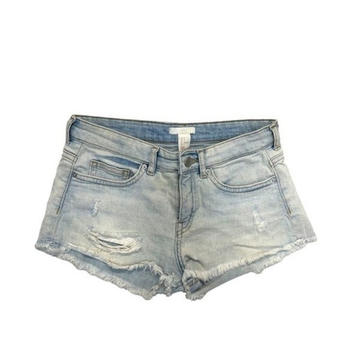 H&M Light Wash Distressed Denim Shorts main image 1