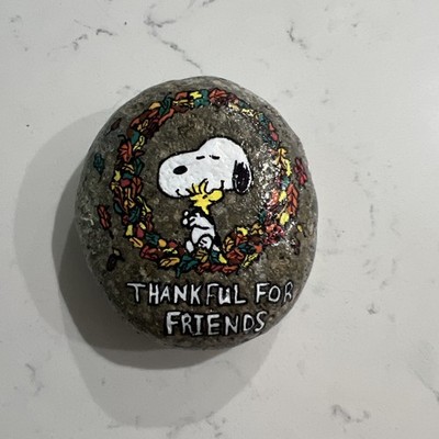 hand painted rocks … Peanuts Snoopy and Woodstock “Thankful for Friends ...