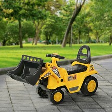 HOMCOM Sitzbagger mit eingebautem Ablagefach Kinder Rutscher Bagger mit Hupe