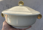 france RAYNAUD & CO COVERED CASSEROLE vegetable serve bowl ART DECO gold LIMOGES — photo 2