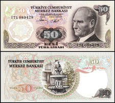 Turkey 50 Lira, L.1970 (1983 ND), P-188b, UNC