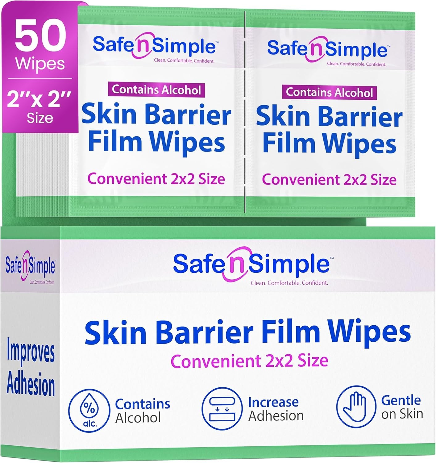 Safe N Simple Skin Barrier Film (Contains Alcohol) (50 Wipes/Box) *LOT OF 2*